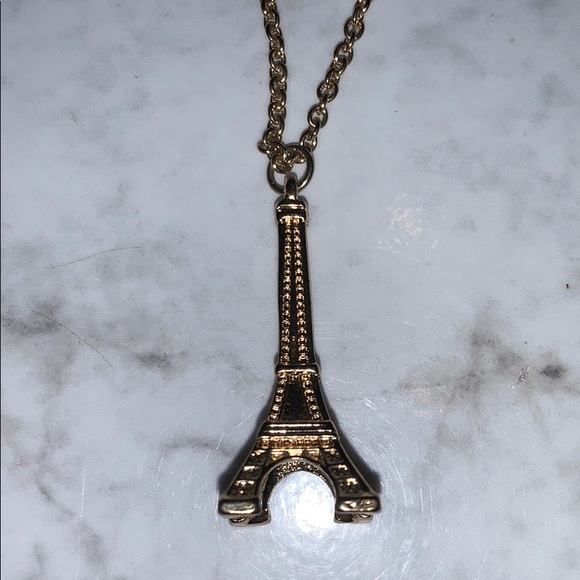 Long Eiffel Tower Paris Necklace Gold - Picture 5 of 13